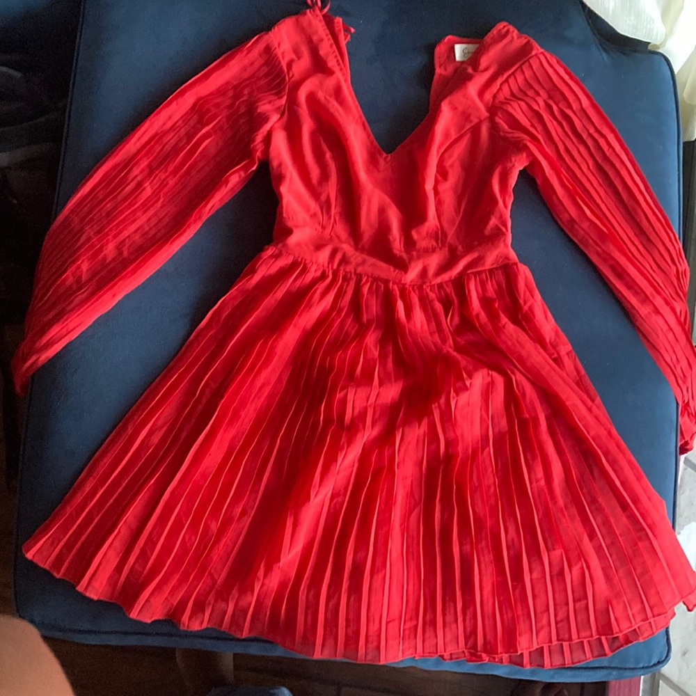 Red Polyester Dress; XS